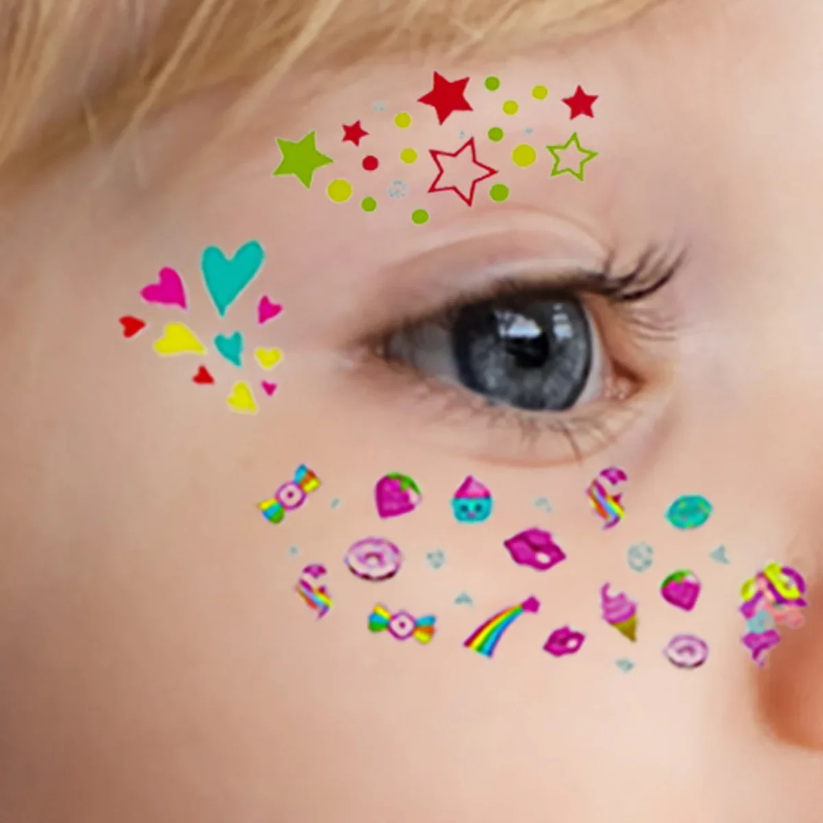 Bambini faccia fai da te tatuaggio temporaneo lentiggini colorate adesivi impermeabile bloccato trucco adesivo decalcomania degli occhi tatuaggi finti all'ingrosso