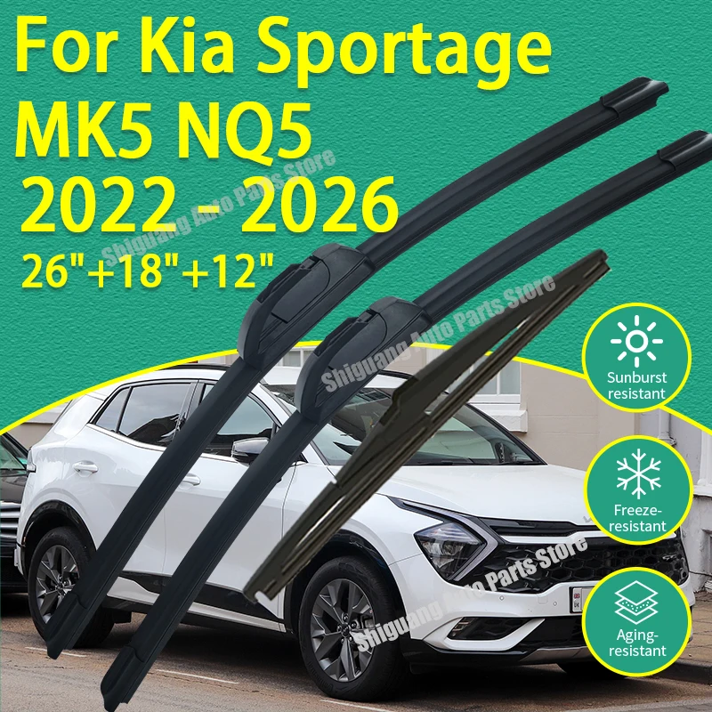 Vordere und Hintere Silikonbeschichtete Scheibenwischer für Kia Sportage MK5 NQ5 2022 - 2026 Auto-Wischer Windschutzscheiben-Wischerblätter Zubehör 2025