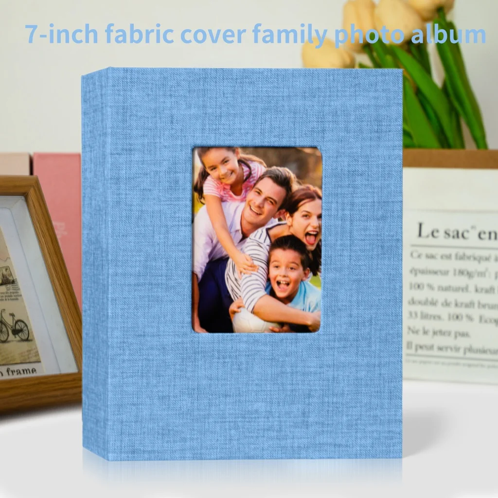 7-Zoll-100-teiliges Fotoalbum, Bücherregalalbum, Stoffbezug, geeignet für die Aufbewahrung von Familienjubiläums- und Hochzeitsfotos