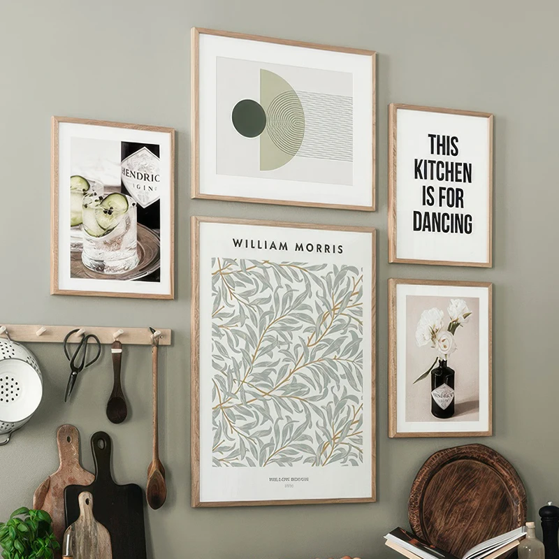 Greens Gin Roses Tonic Drink Geometry Willow Bough Decorative Painting Wall Art Print Canvas Poster Modern Living Room Picture
