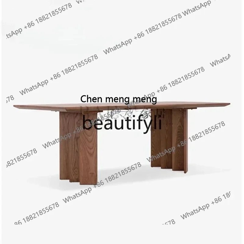 New arrive Wabi Sandy Wind Solid Wood Rectangle Dining Table Medieval Homestay Restaurant Work Conference Table