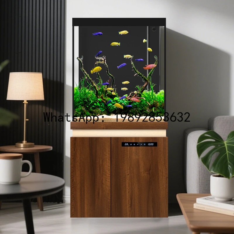 YFY Fish Tank Living Room Small 2025 New  Vertical Floor  Integrated Bottom Filter Square Goldfish Tank Ultra Clear Glass