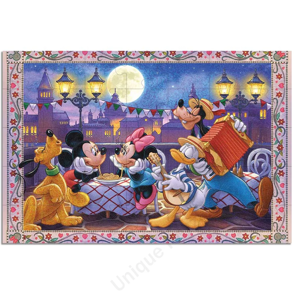 Disney Anime Mickey Mouse Jigsaw Puzzles 35/300/500/1000 Pieces Educational Diy Wooden Decompressing Diy Gifts Home Decoration