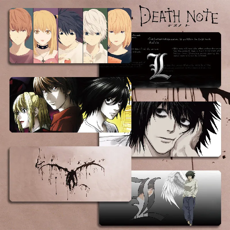 

Death Note Anime Mouse Pad L Light Misa Large Gaming Desk Mat Anti-Slip Stitched Edge for Office Gaming