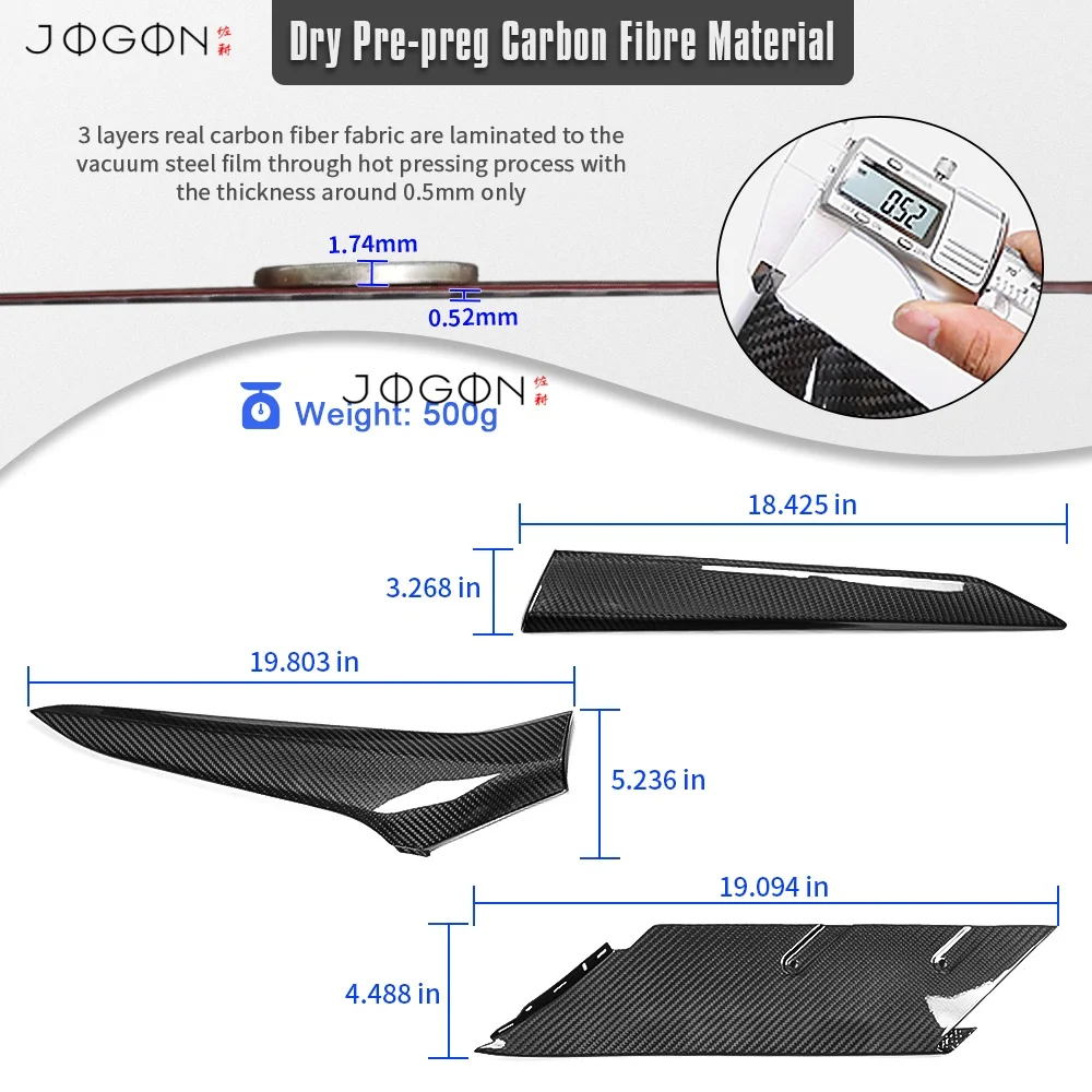 JOGON 100% حقيقية ألياف الكربون الجافة سيارة الخارجي سبويلر شرائط الجسم أطقم لشروليه C8 كورفيت Z06 ZR1 LT6 2023 2024 2025