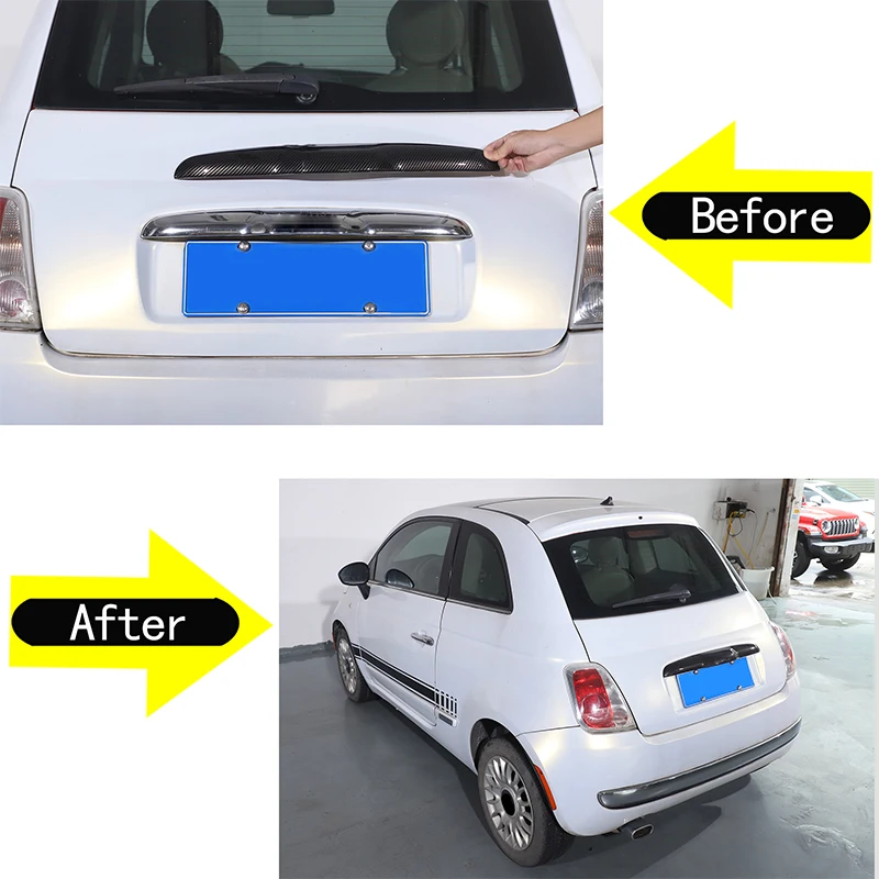 ABS Carbon Car Trunk Handle Trim Cover Tailgate Rear Tail Door Decoration Strip Sticker For Fiat 500 2010-2023 Auto Accessories