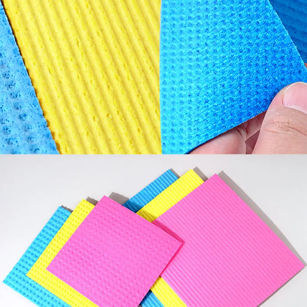 Natural Wood Pulp Dish Towel Kitchen Sponge Wipe Oil Resistant Cleaning Rag Non Shedding Absorbent Dish Cloth For Home