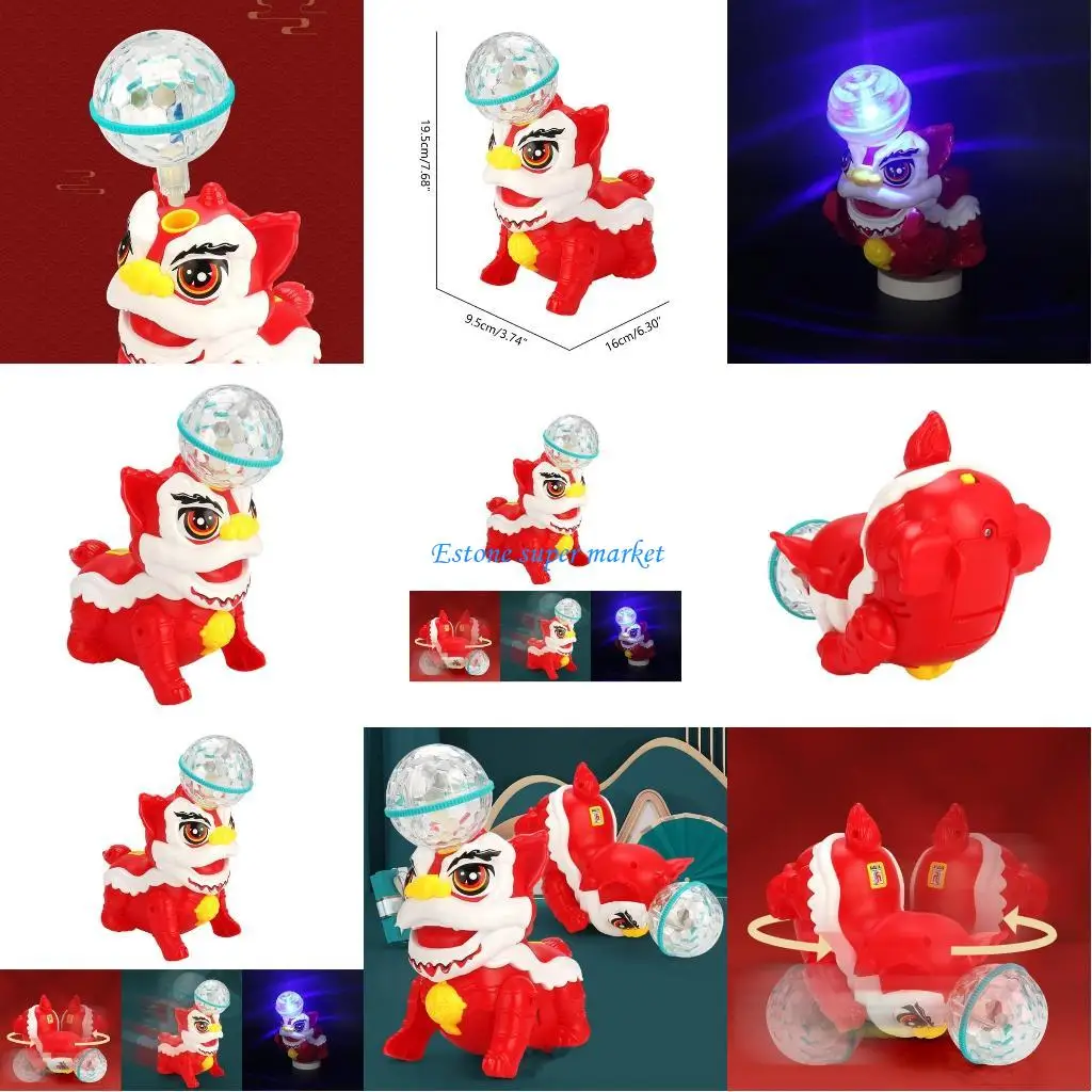 090B Electric Toy Vehicle Music Light Stunt Light up Lion Interactive Toy