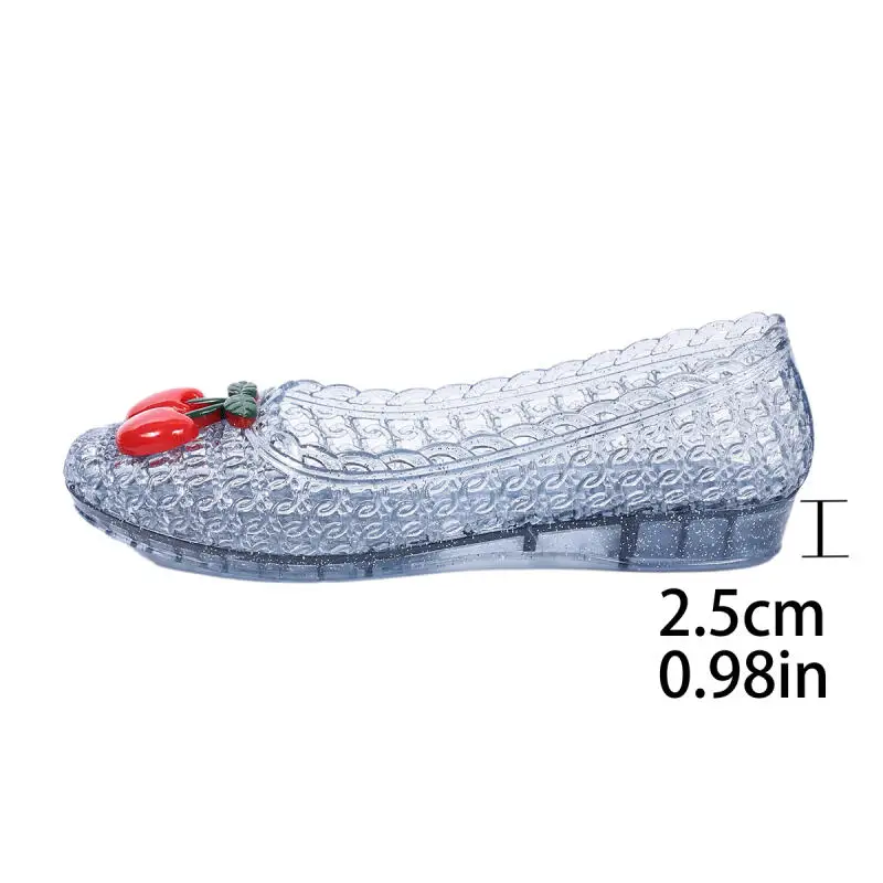 Cute Cartoon Cherry Transparent Jelly Shoes Women Summer 2026 Comfort Thick Bottom Hollow Out Clogs Sandals Women Ballet Flats view 6