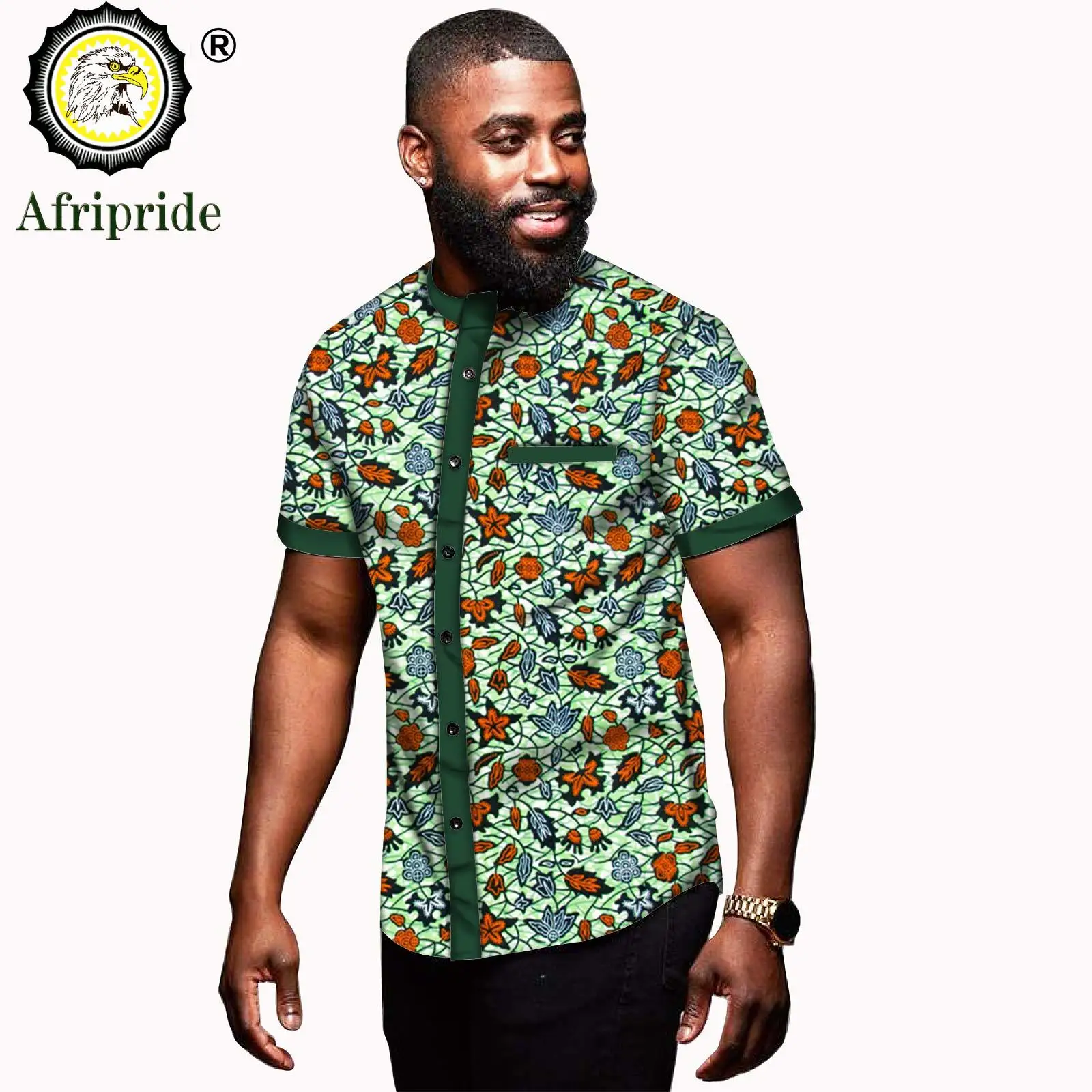 2026 african men clothing dashiki top print shirt short sleeve summer casual blouse ankara fabric bazin riche AFRIPRIDE S1912005