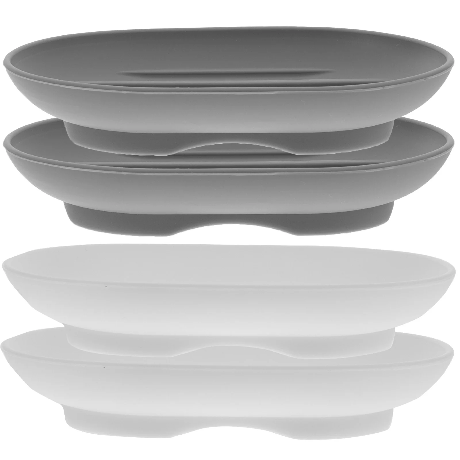 

4pcs Silicone Soap Dish With Raised Stripe Anti- Draining Waterfall Design Multi-Function Holder For Bathroom Shower