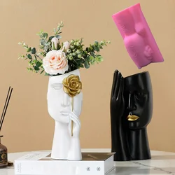 DIY Nordic arm face vase resin silicone mold Rose abstract human face vase concrete cement gypsum silicone mold