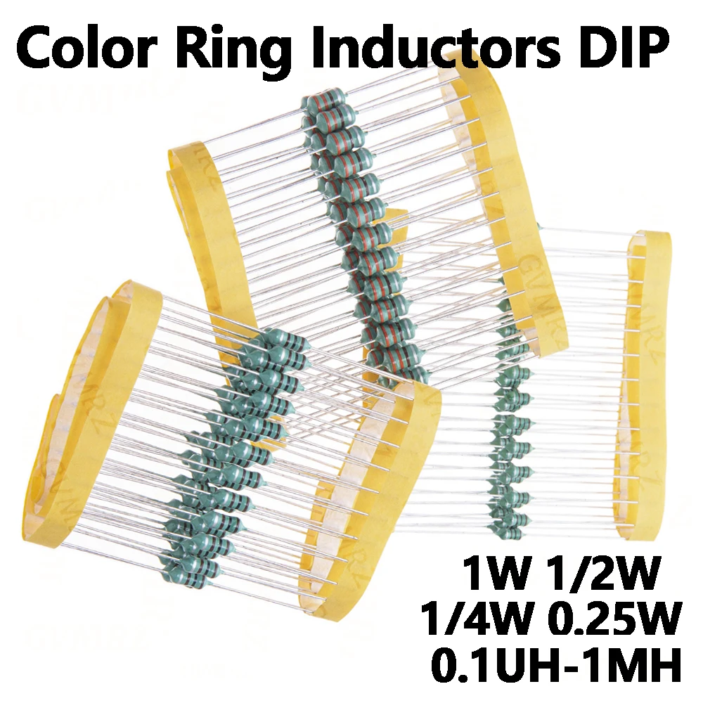 50PCS 0307 0410 0510 1W 1/2W 1/4W 0.25W 0.1UH~1MH Color Ring Inductors DIP Inductance 2.2 3.3 4.7 5.6 100 220 330 470 uH mH new
