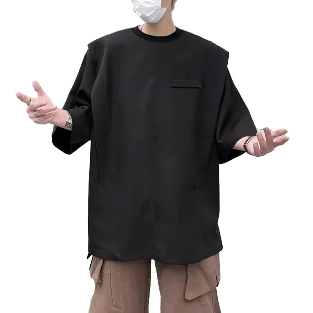 

Korean Style Shirt Men Casual Top For Casual Events Korean Style Solid Color Top Casual Available Sizes O-neck