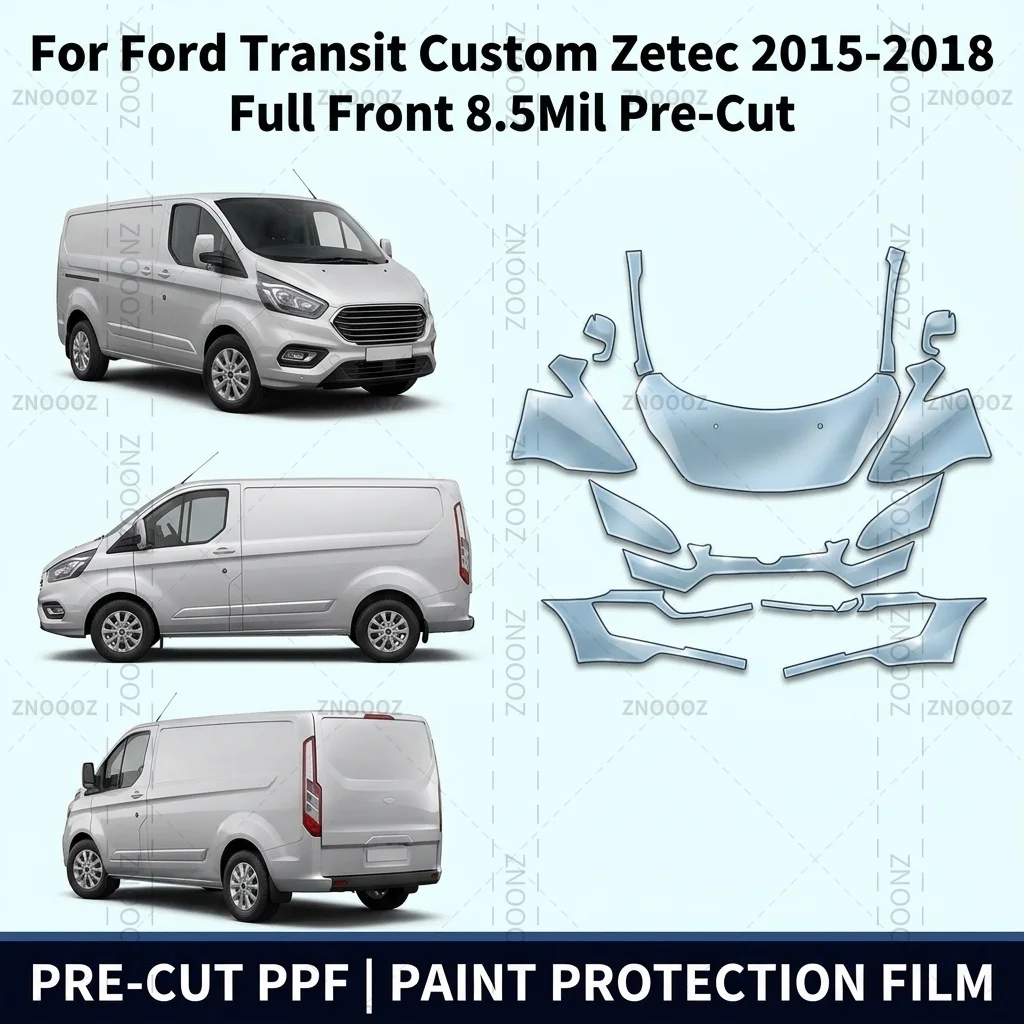 For Ford Transit Custom Zetec 2015-2018 Full Front 8.5Mil Pre-Cut PPF Paint Protection Kit TPU Self Healing Scratch Hydrophobic