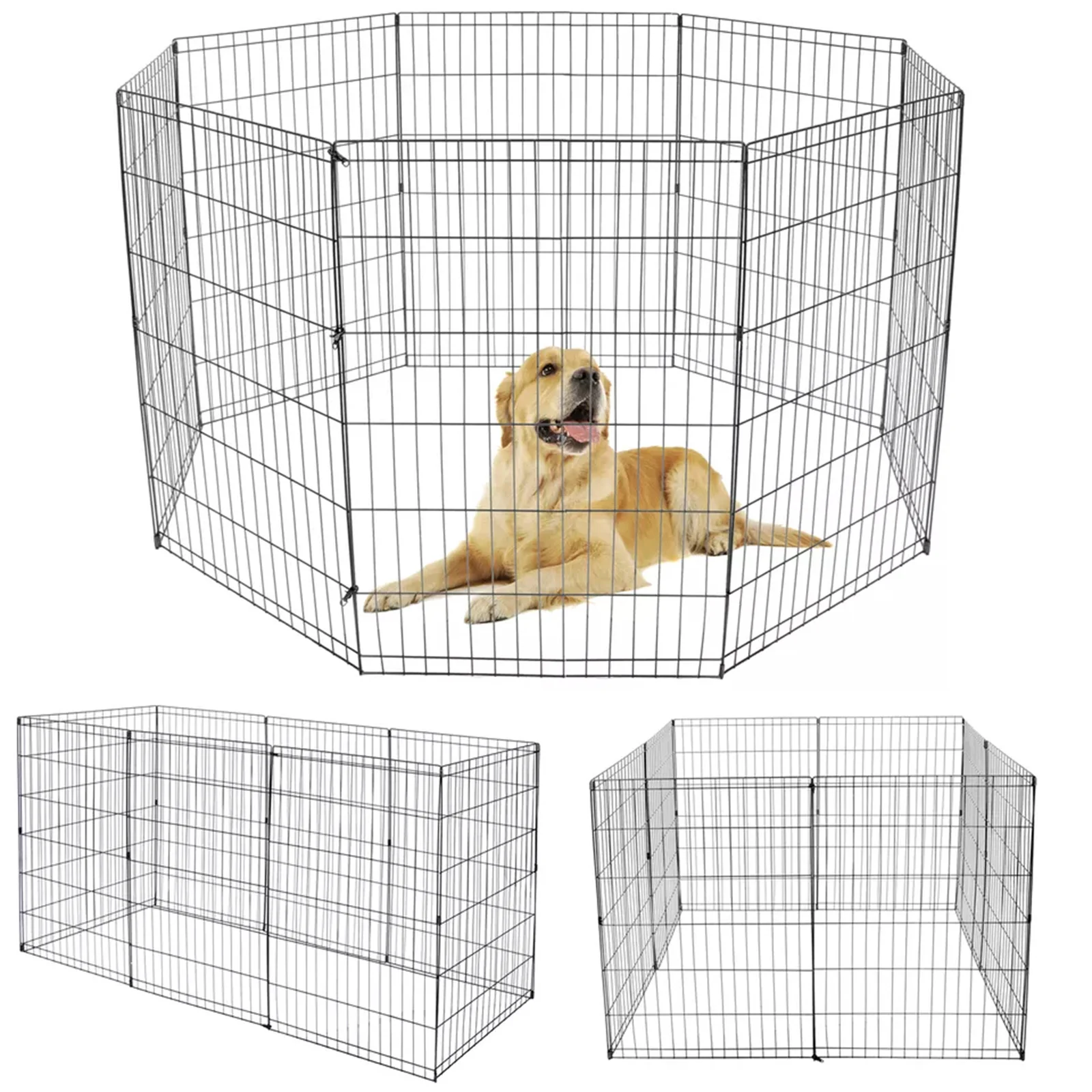 Portable Folding Metal Pet Playpen, Animal Exercise Dog Fence, 36 