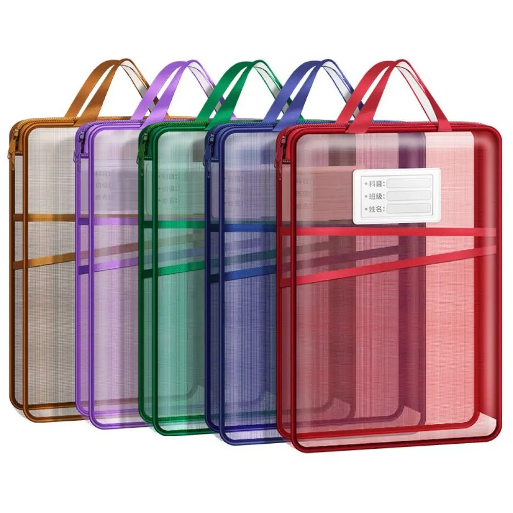 

Multi Layer Mesh Document Bag Transparent Simple Design Student Handbag Large Capacity File Organizer for Exam Preparation
