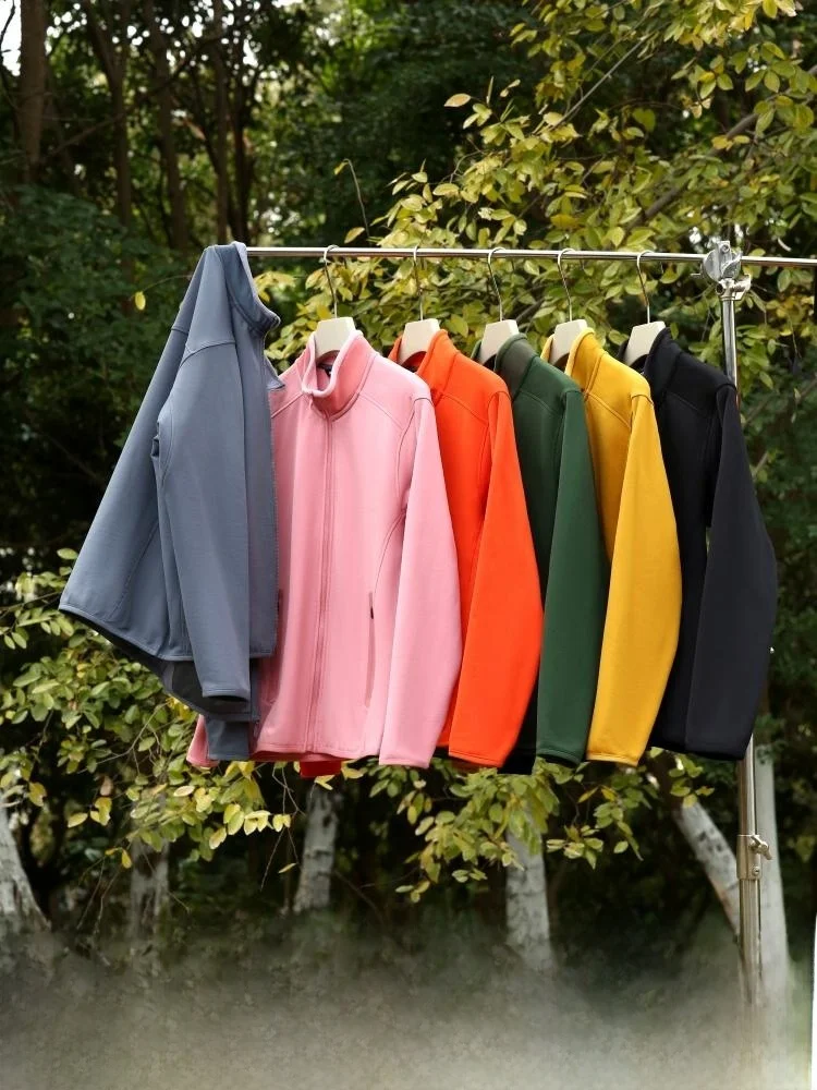 

DingLi Main Prtion! Outdoor Middle Layer Elastic Fce Warm Couple Knitted Jaet Pure Color Versatile Sports Coat