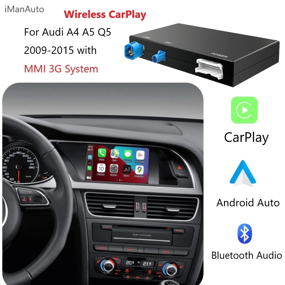 Wireless CarPlay Android Auto Module Adapter for Audi A4 B8 A5 Q5 S4 S5 MMI 3G 2009-2015 AirPlay Mirror Link Reverse Camera