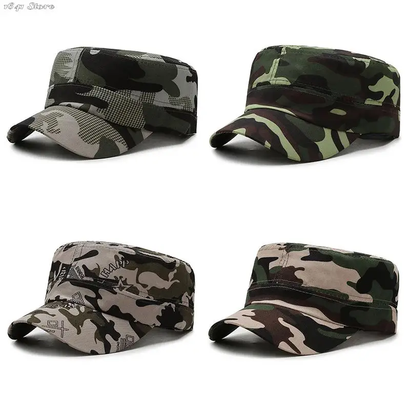 1pc Camouflage Baseball Cap Hat Men Women Tactical Flat Cap Hat Outdoor Sports Camping Hiking Sunhat Hunting Sun Cap Sunscreen