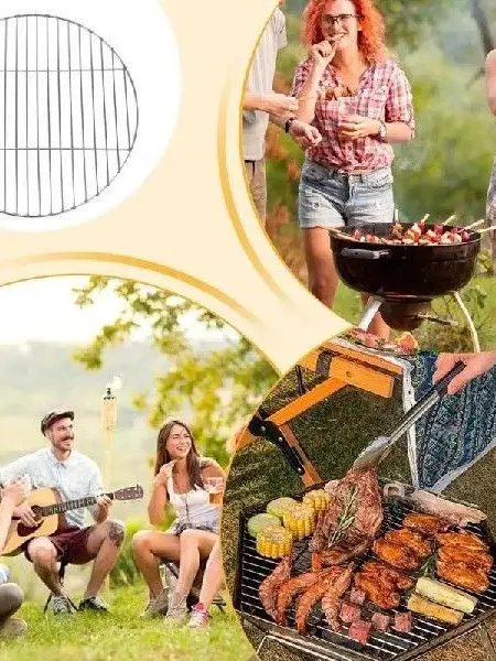 ステンレス鋼の丸型グリル網-bbqグリルネットラック-屋外調理アクセサリー-効率的な熱分布のための丸型デザイン