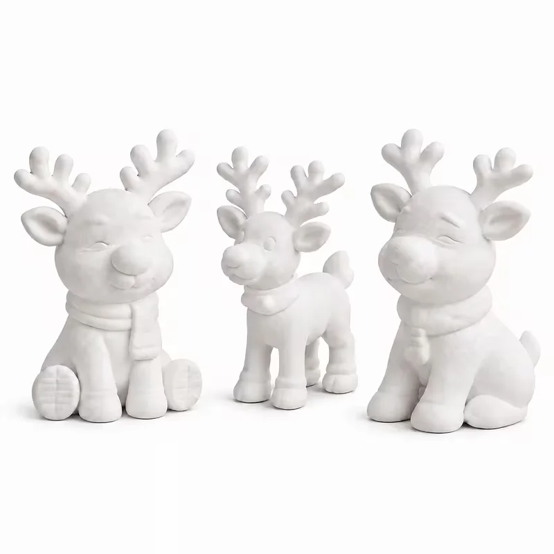3pcs Christmas Reindeer Set, Home Decor Holiday Desktop Ornament Small Gift