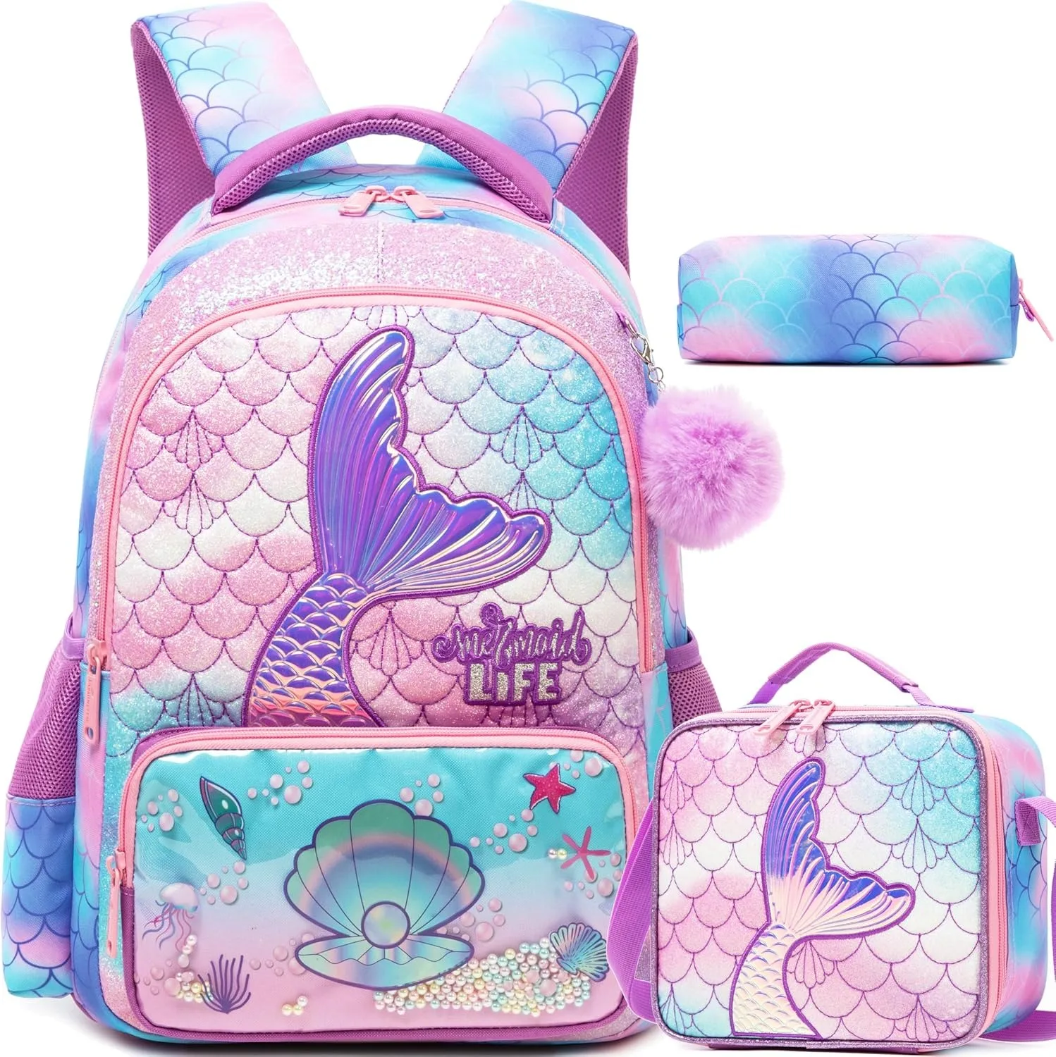 Cute Backpack for Girls Large Capacity School Bag Set with Lunch Box Bookbag for Elementary Student Perfect Back To School Gift