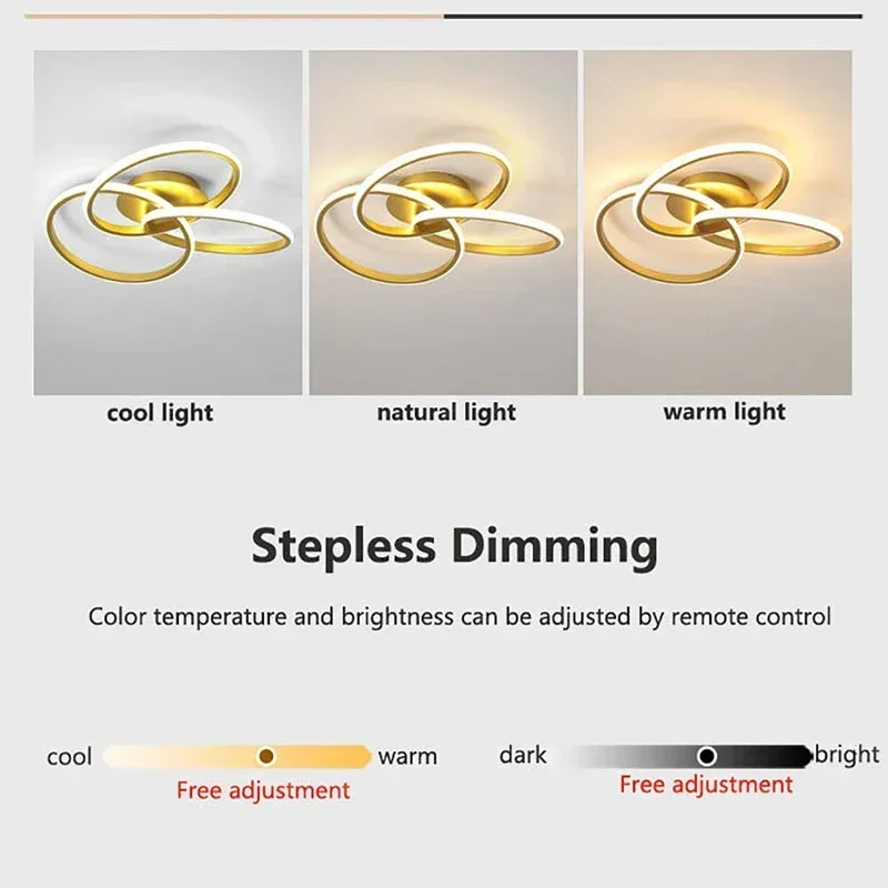 Household LED Chandelier Three Colors Lamp Modern Style Ceiling Lamp Bedroom Light Surface Installation 220v Dining Room Lamp