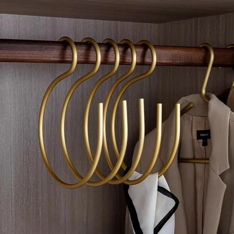 

5 шт., универсальные вешалки премиум-класса S-образной формы, космические алюминиевые нержавеющие крючки для шарфа, универсальный органайзер для хранения крючков для домашнего халата