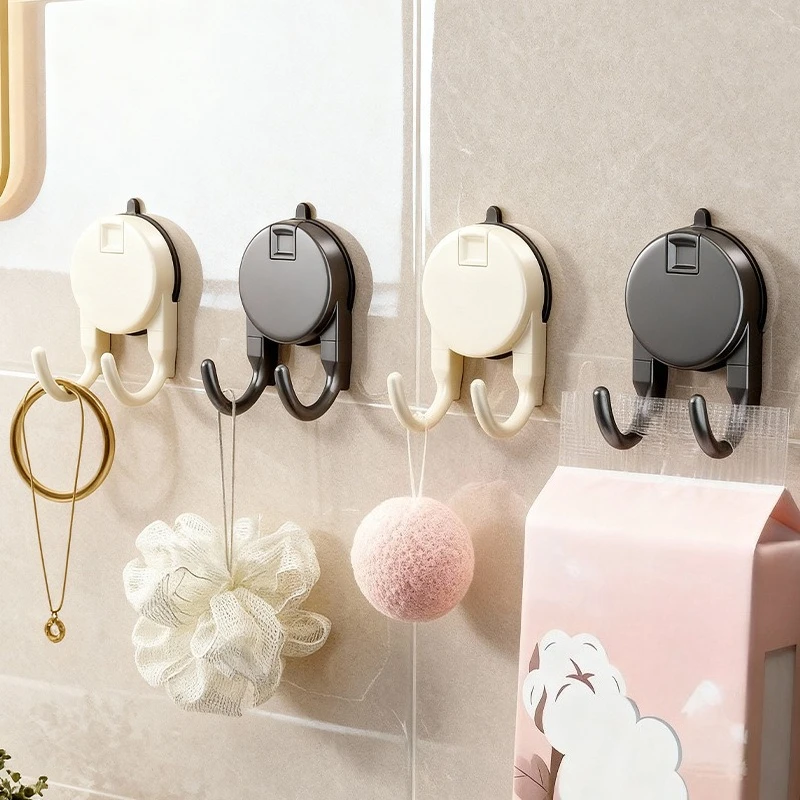 

Multifunctional Suction Cup Hook Reusable Strong Vacuum Power Traceless No-Drilling Hooks for Bathroom Kitchen Door 2pcs