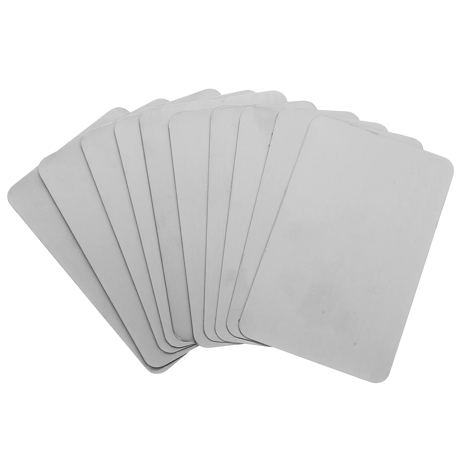 

10 Pcs Business Cards Stainless Steel Ordinary Metal Silver Engraving