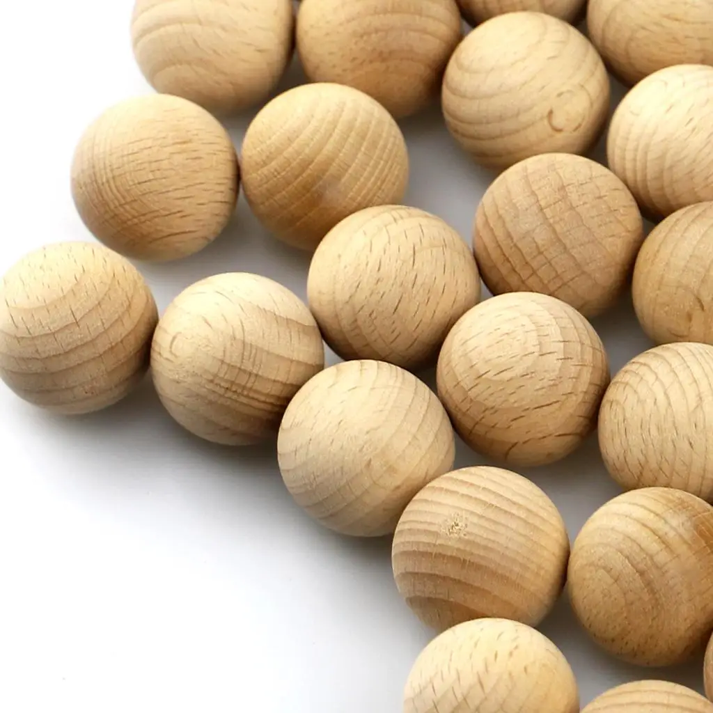 50x Wooden Beads Round Loose No Hole Painting Crafts Jewelry Making