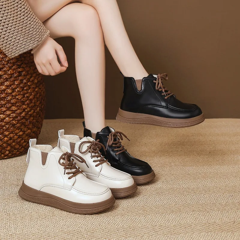 

2025 NEW Women Ankle Boots Autumn Woman Fashion Leather Winter Lace Up Short Boot Female High Quality Boots