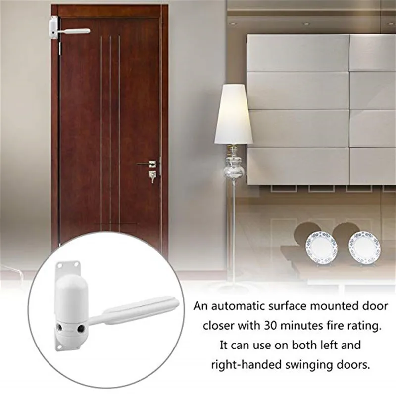 Mini White Auto Closing Adjustable Mini Gate Screen Surface Fire Rated Spring Door Closers