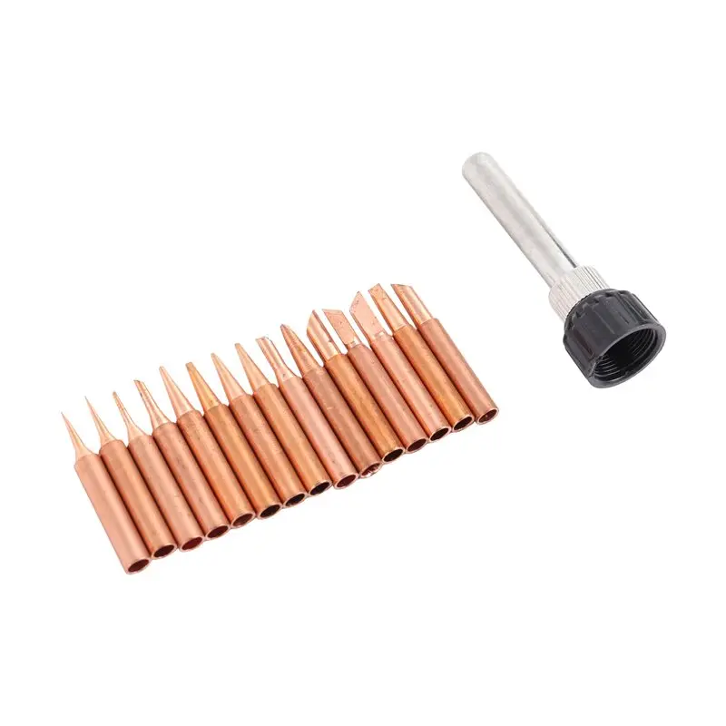 ABJO-15Pcs/Lot Pure Copper Lead Free Soldering Iron Tips 900M-T Welding Heads For 936 Soldering Station Tool Kits