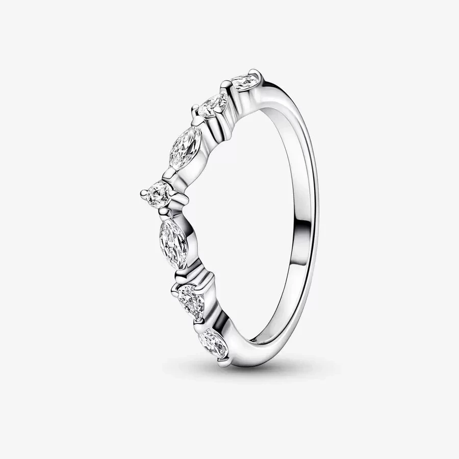 

Timeless Wish Sparkling Alternating Ring Female Rings Clear Crystals Sterling Silver Jewelry Rings For Woman Party Proposal