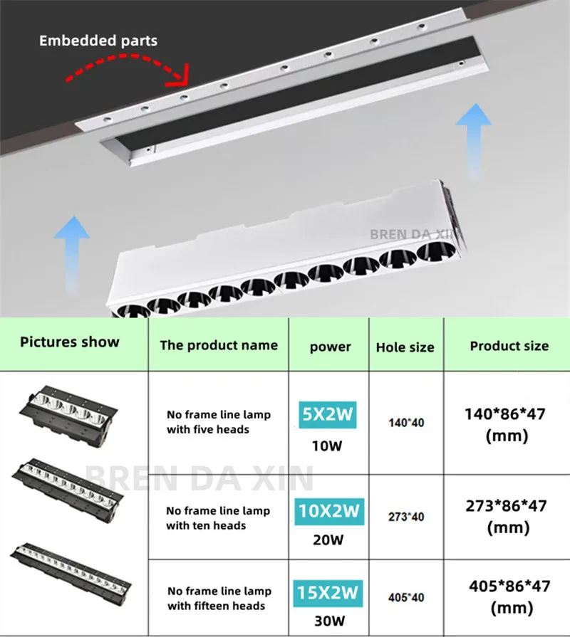 Dimmable LED down light Spot light 10W20W30W Grille light COB Ceiling light LED Line light Without main light Household bulb