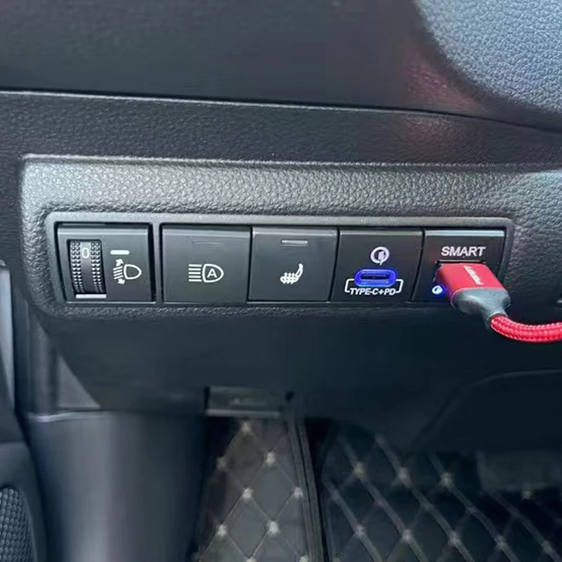 1PC Car Quick Charge Dual QC3.0 TYPE-C PD USB Interface Socket Fast Charger Use For Toyota RAV4 Camry Levin Prado Reiz Corolla