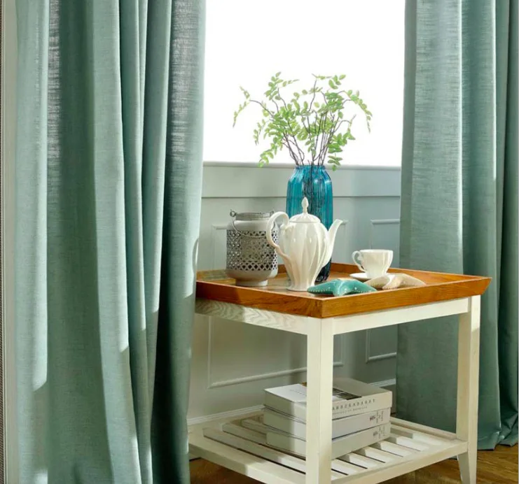 Double Sided Monochromatic Curtains for Living Room Bedroom Simplicity Linen Cotton, Balcony, Blackout Curtains, American Style