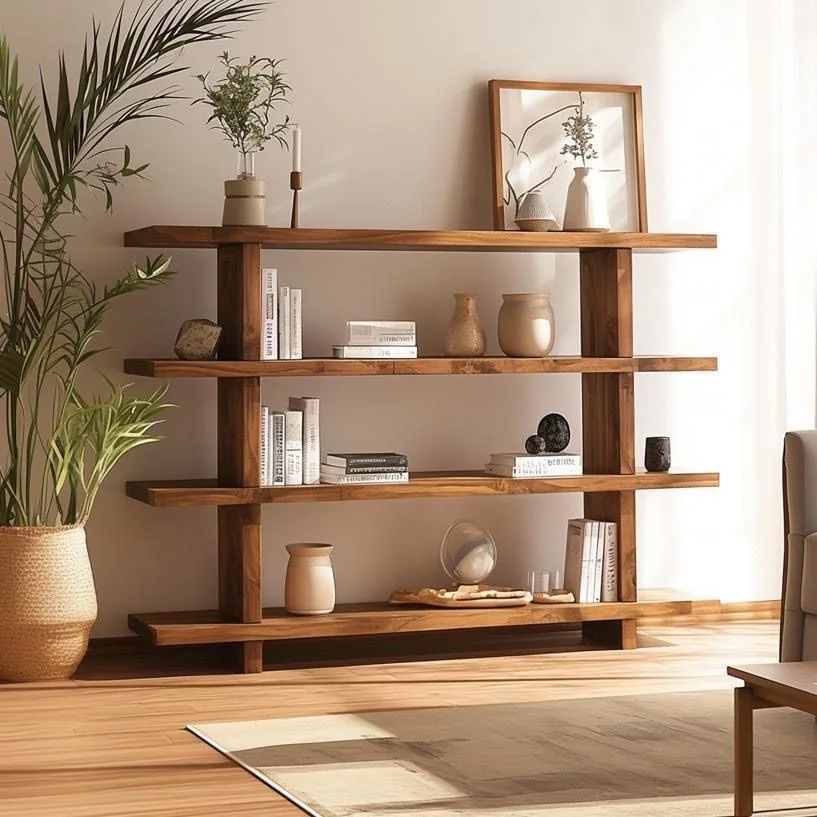 Solid wood multi-layer bookshelf, living room storage, home office display shelf, shelf, small bookcase floor