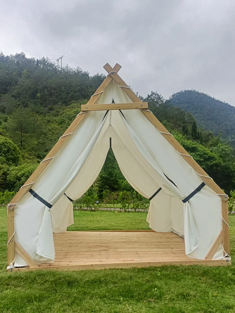 

Triangle Tent Camping Bed & Breakfast Roof Dining Barbecue Roof-Shaped Starry Hot Pot Restaurant