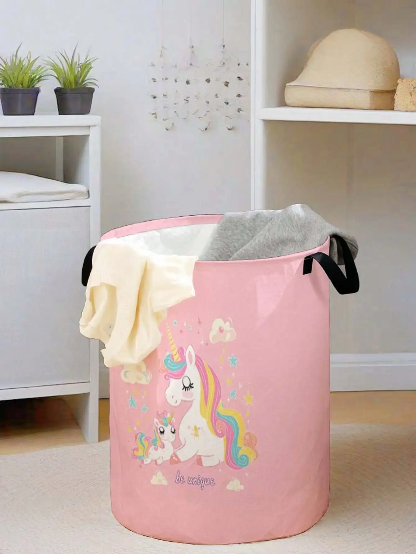 Unicorn Laundry Basket, Foldable Large Capacity Canvas Storage Bucket, Children's Toy Clothing Storage, Home Bathroom