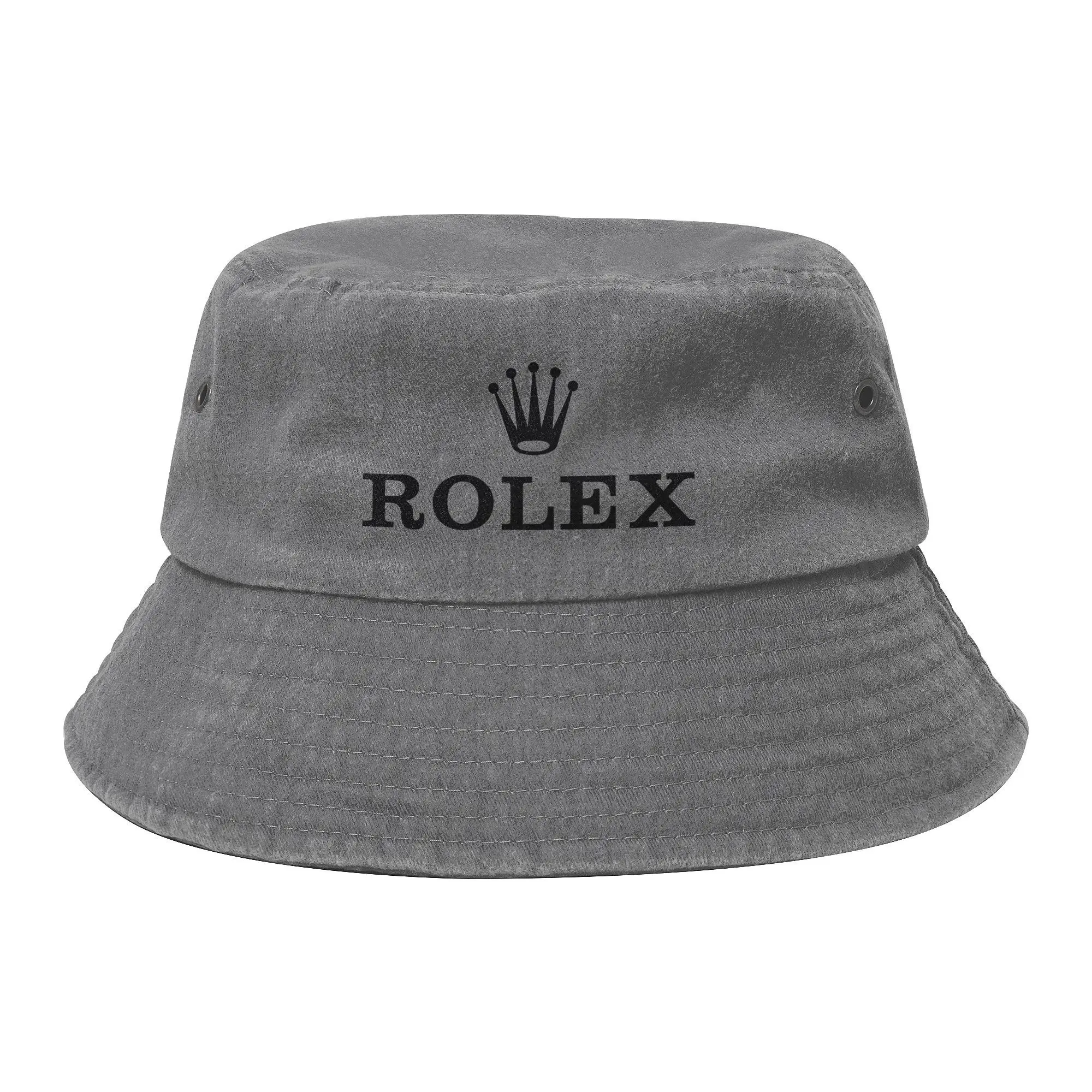 R-ROLEX  Cotton Bucket Hat for Women Summer Vocation  Denim Fisherman Cap Harajuku for Outdoor Sports