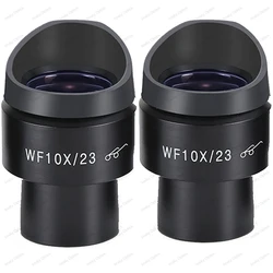 2pcs WF10X/23 Microscope Adjustable Widefield Eyepiece Ocular Eyepoint Lens 30mm Interface Binocular Stereo Microscope Eyepiece