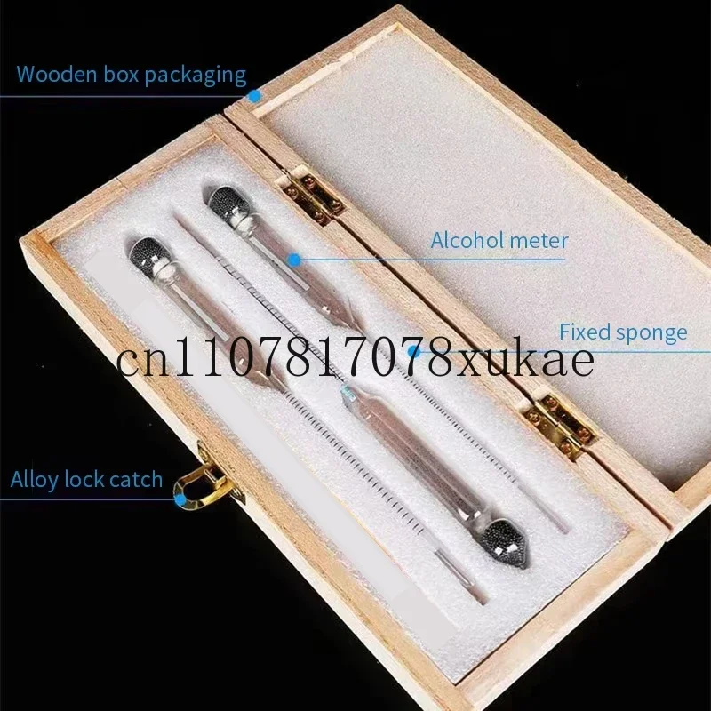 

3pcs Wine Measuring Tool Set Vodka Whiskey Accurate Alcohol Concentration Meter Wooden Box Packaging 0-40%, 40-70%, 70-100%