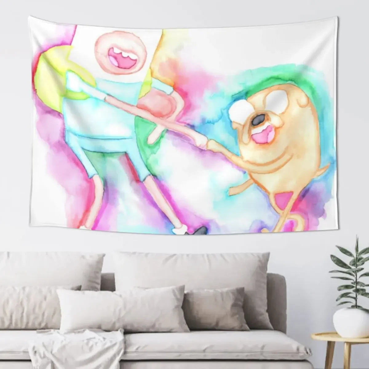 

Finn and Jake watercolor Tapestry Anime Decor Wall Hanging Tapestry