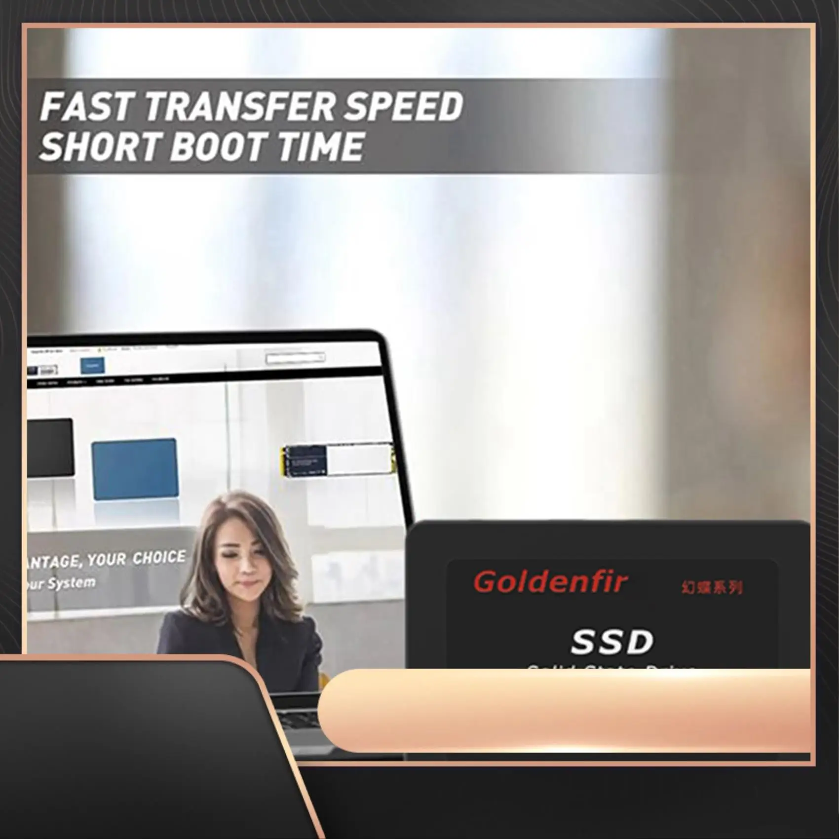 

Goldenfir SSD SSD 2,5-дюймовый встроенный твердотельный накопитель SATAIII для серверного настольного ноутбука, универсальный черный-N34R