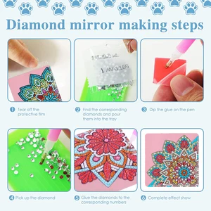 8 buah / set Penanda Lukisan Berlian Mandala DIY Sudut Kulit PU Penanda Mandala Seni Berlian Imitasi Kristal untuk Orang Dewasa 8 mandala berlian penjualan terbaik - №