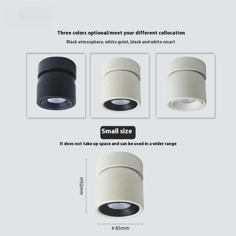 Modern Design LED Ceiling Spotlight 360° Rotation COB Light 7W/12W Surface Mounted Indoor Lighting Factory Lamp