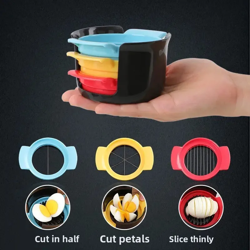 Egg cutting, Century egg cutting, Preserved eggs cutting artifact, multifunctional four in one pair and half slicing egg cutter